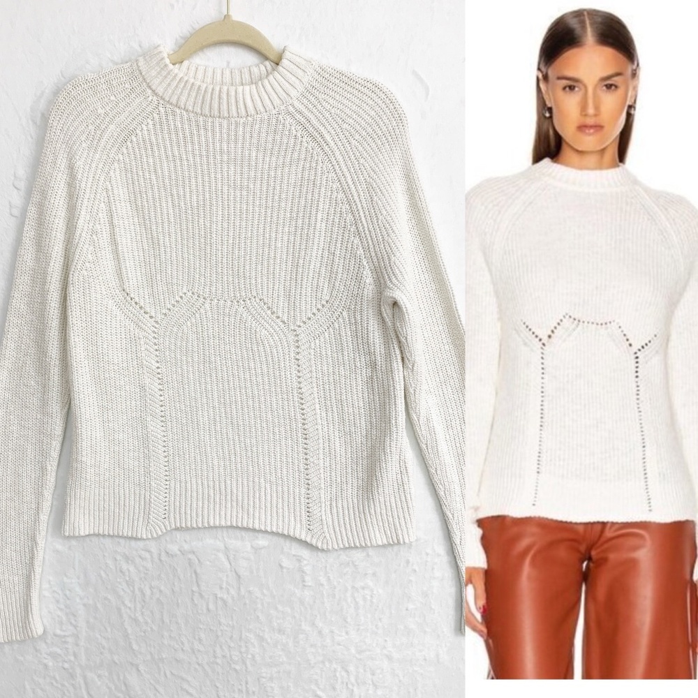 GRLFRND White Open Knit Cotton Sweater Sz S